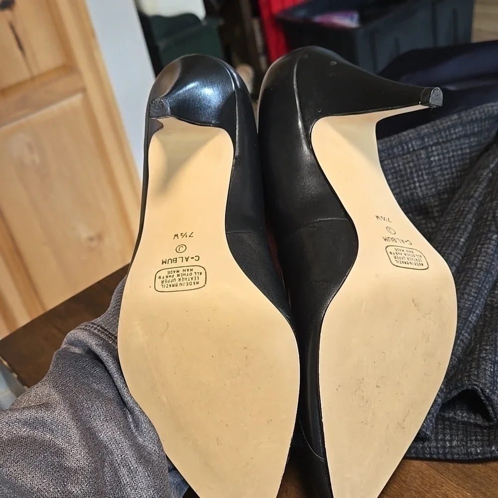 Calico Leather Heels Made in Brazil Pass the Rock Test Womens Size 7.5 Black